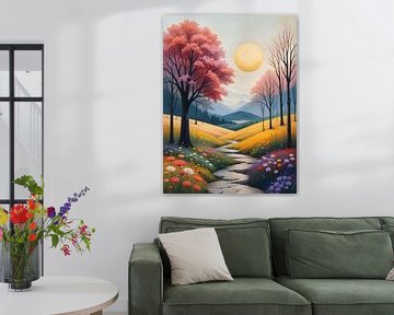 Bloeiend pad in het maanlicht