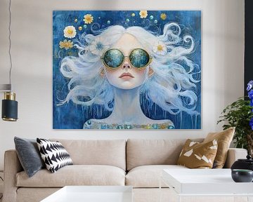 Sunglasses Portrait | Reflective Glasses by Eye catching paintings