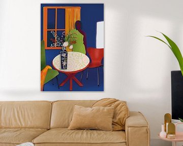 Vrouw in blauwe kamer, van Angela Peters