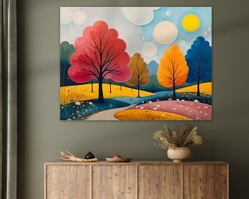 Paysage d'arbres automnal