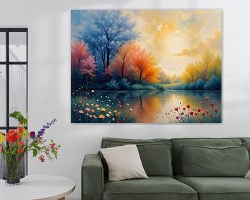 Zonsondergang bij het meer van HorizonArtistry