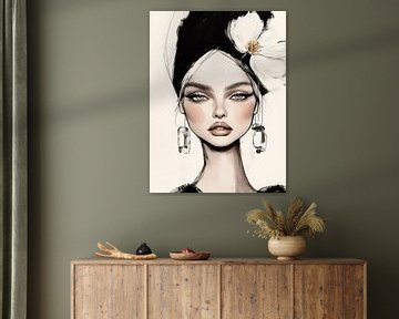 Modern portret van een jonge vrouw van Studio Allee