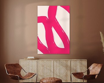 Roze lijnen op wit. Moderne abstracte minimalistische kunst. van Dina Dankers