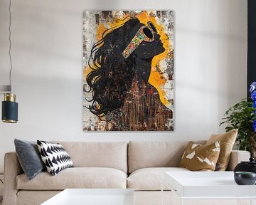 Levendige Silhouet | Kleurrijk Hoofdband Portret van Blikvanger Schilderijen