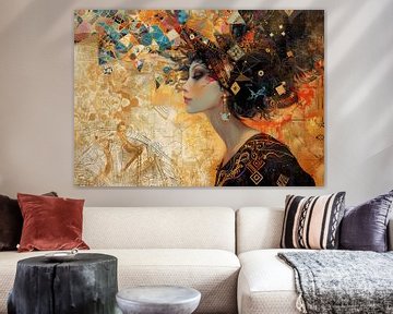 Vrouwenportret van Abstract Schilderij