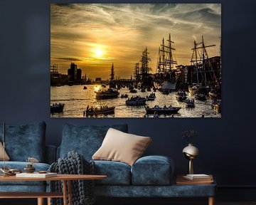 Sail Amsterdam met zonsondergang van Ton de Koning