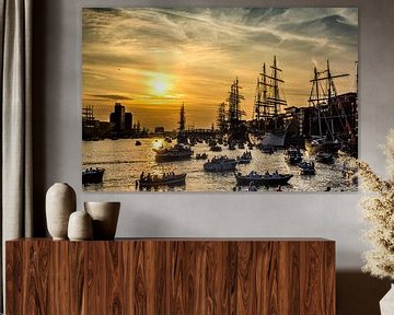 Sail Amsterdam met zonsondergang van Ton de Koning