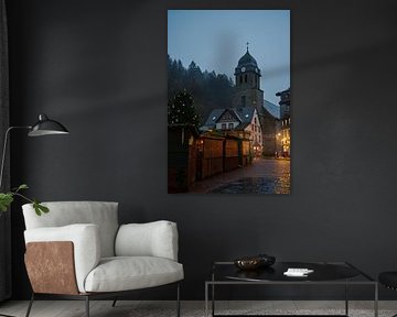 Koude ochtend in Monschau, Duitsland.