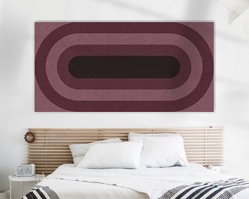 Retro geometrisch patroon. Bauhaus stijl. Vormen in paars en roze. van Dina Dankers