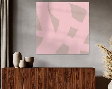 Roze lijnen op beige. Moderne abstracte minimalistische kunst. van Dina Dankers