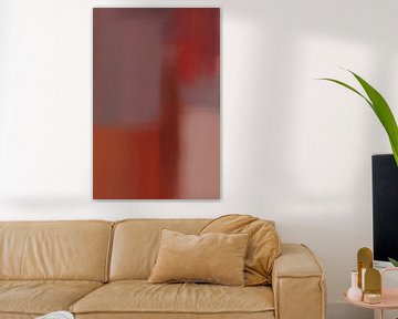 Kleurblokken in warm rood, terracotta, lila en roze. Moderne abstracte kunst. van Dina Dankers