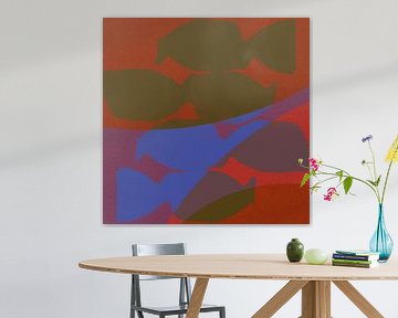 Abstracte organische vormen in paars, groen, blauw, rood II. van Dina Dankers