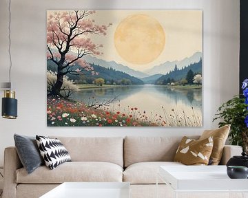 Full moon over the lake by HorizonArtistry