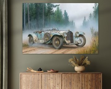 Tekening van een oude, klassieke auto, oldtimer, cabrio 