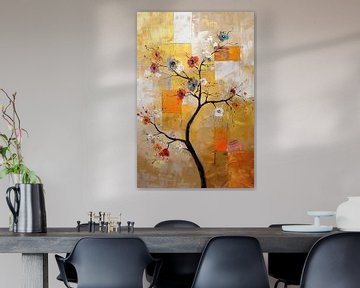 Abstract minimale Bloem decor van Abstract Schilderij