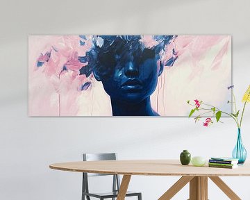 Gezichtskunst | Donker gezicht tegen zachte achtergrond van I ❤ Bloemen