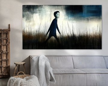 Sad child in the tall grass by Frank Heinz
