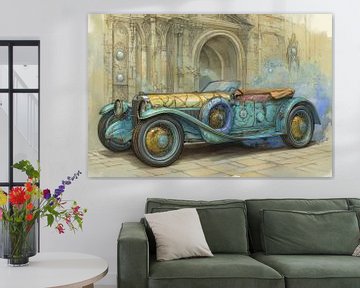 Tekening van een oldtimer cabrio