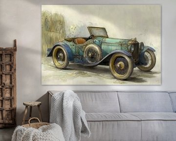 Gedetailleerde tekening van een oldtimer cabriolet - 