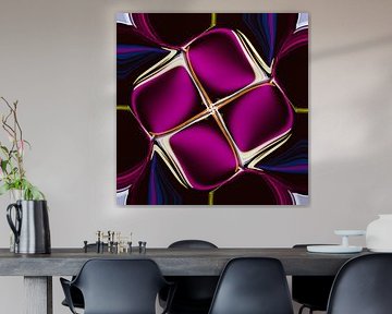 Abstract with squares in light yellow and pink by Olafs Bildwelt