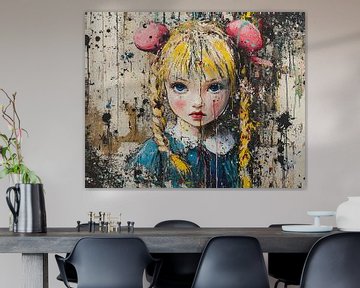 Meisje | Dream Splatters van Abstract Schilderij