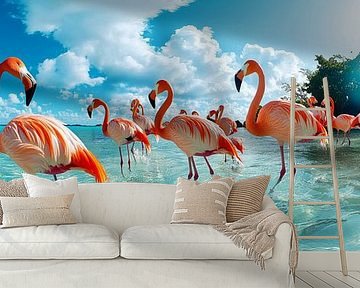 Flamingo’s in tropische oase van byRenzo
