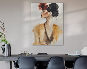 Modern portret, aquarel van Carla Van Iersel