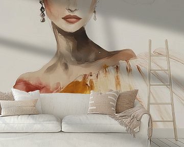 Modernes Porträt, Aquarell von Carla Van Iersel