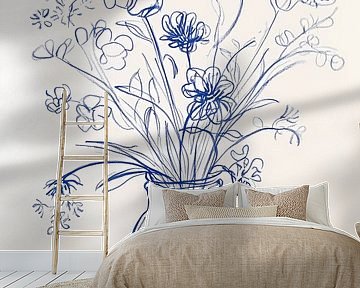 Blauwe bloemen in vaas van Olga Wildrose