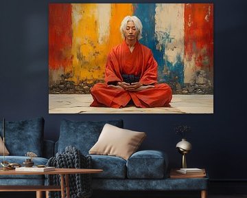 Spiritually picturesque Asia meditating man