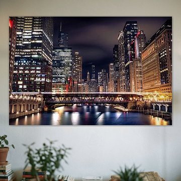 Chicago bridge in the evening