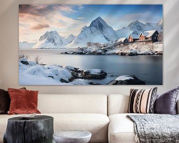 Panoramisch landschap op de Lofoten in Noorwegen in de winter van Animaflora PicsStock