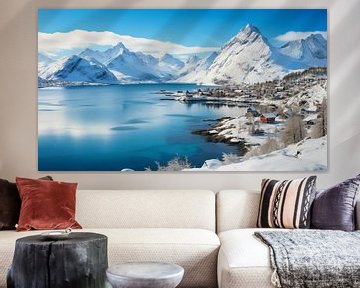 Panoramisch landschap op de Lofoten in Noorwegen in de winter van Animaflora PicsStock