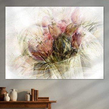 Rosa Tulpen  in Vase von Christine Nöhmeier