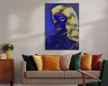 Antiek pop portret goudblauw van Claudia Gründler