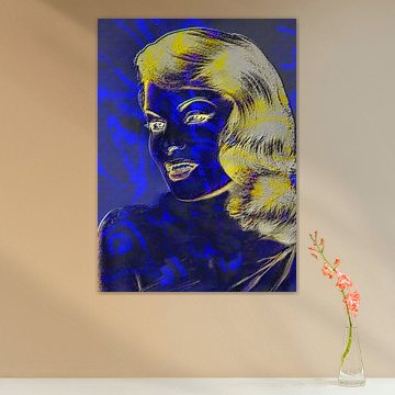 Antique Pop Portrait Golden Blue by Claudia Gründler