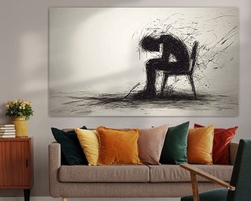 Depressief persoon op een stoel panorama van TheXclusive Art