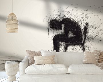 Depressive Person auf einem Stuhl Panorama von TheXclusive Art