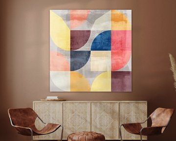 Moderne abstracte geometrische kunst in retrostijl. Pastelkleuren IV. van Dina Dankers