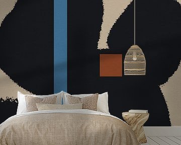 Zeitgenössische Kunst. Formen in Schwarz, Blau, Terrakotta und Weiß II. von Dina Dankers