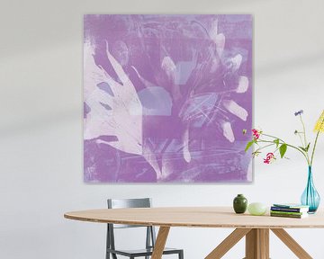 Abstracte organische vormen in violet, lila en wit - Moderne minimalistische kunst van Dina Dankers
