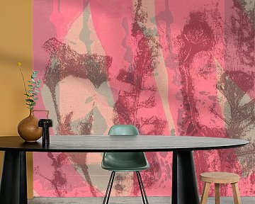 Blumen in rosa, braun, grau. Moderne botanische Kunst. von Dina Dankers