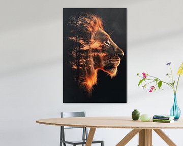 Lion with sunset by Black Coffee