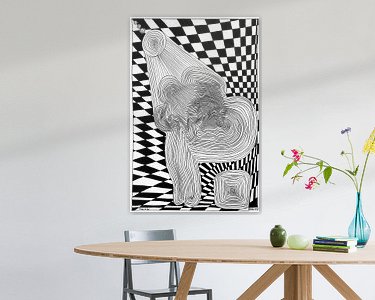 Voorbeeld van het werk in een kamer