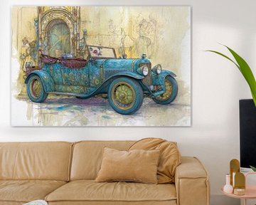 Tekening van een bohemian oldtimer 