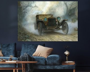 Tekening van een oude, klassieke auto  