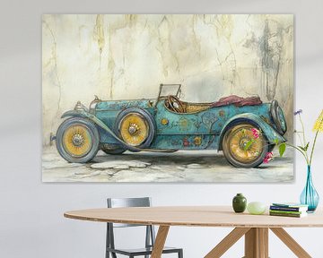 Tekening van een oldtimer cabriolet 