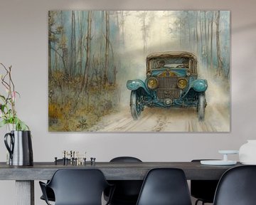 Tekening van een klassieke oldtimer auto 