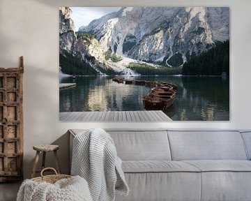 Dolomieten, Lago di Braies, Italie van Kees van Dun