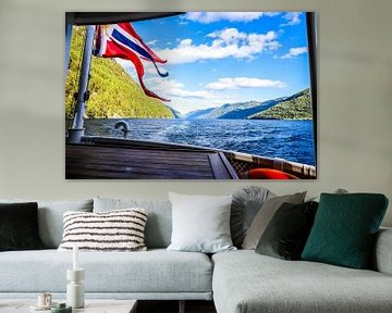 Unforgettable Boat Tour along Lårdalstigen with Norwegian Flag and Bergen